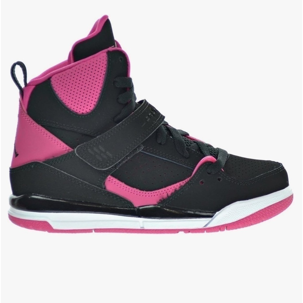 Jordan Girls Flight 45 Hi Top Black/Vivid Pink. Size 1Y.